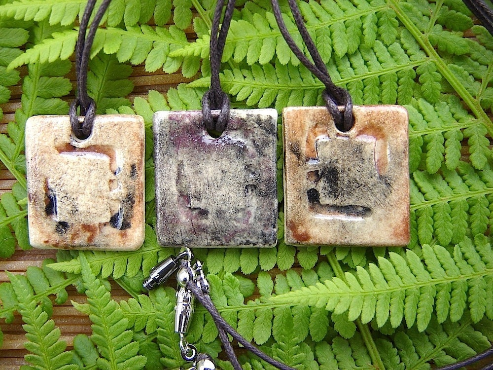 3-in-1 Mini-tile Necklace: Brown, Black and White (E-MN-9)
