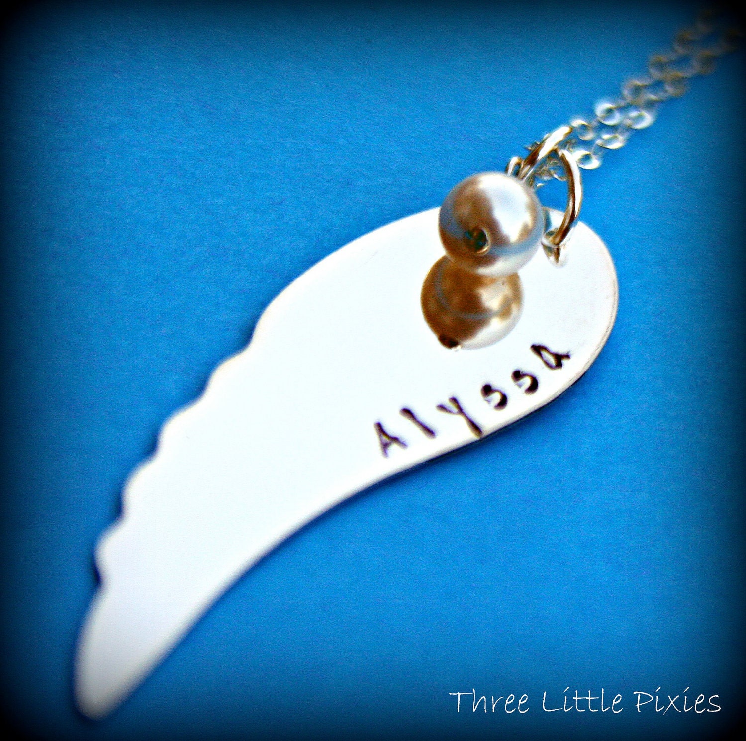 Personalized Necklace - Angel Wing Necklace - Hand Stamped Necklace - Memorial Necklace - In Memory Of Necklace - Rememberance Necklace