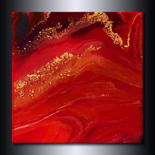 Orange Magenta Painting: Original Abstract With Copper - JacquelineSwann