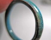 Blue Enamel Stacking Ring thin band water by PaulaEllisJewelry