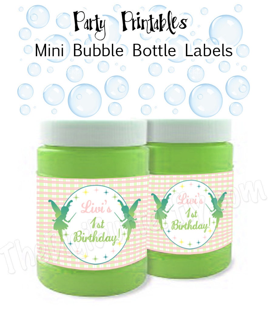 Pixie Dust Fairy Party - Personalized Mini Bubble Bottle Labels - DIY Party Printables - Digital Download and Print