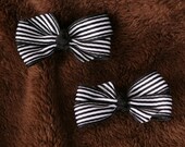 Girls Hair Bow - Pig Tail Bows - Small Striped Girls Hair Bows