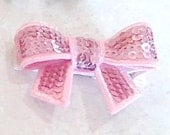 Girls Light Pink Hair Bow - Sequin Bow Hair Clip - Baby Hair Bow - Baby or Toddler Hair Clip