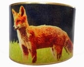 Red Fox Brass Cuff Bracelet Vintage Style
