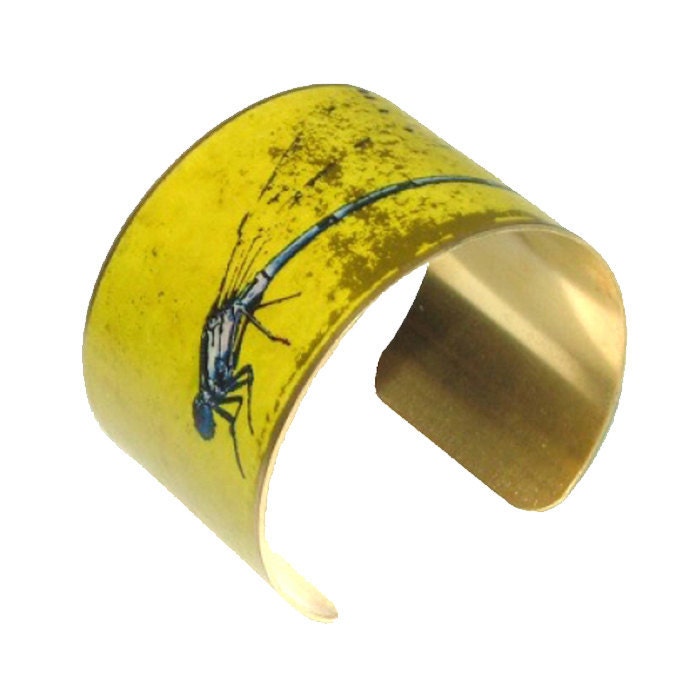 Dragonfly Vintage Style Brass Cuff Bracelet Free Giftwrapping