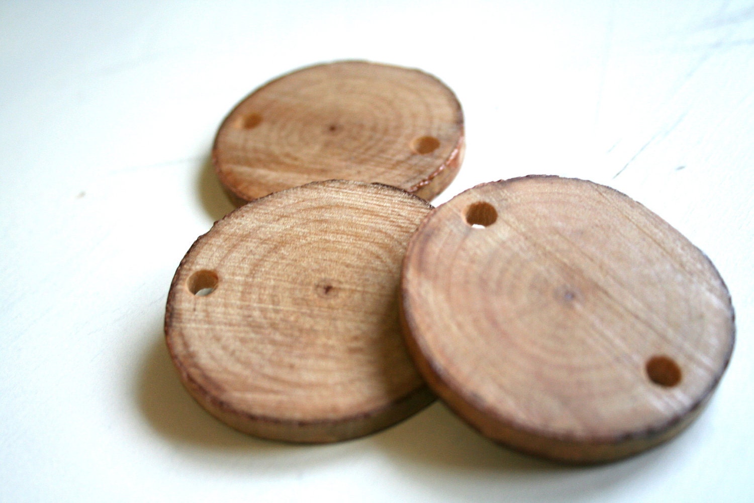 3 wood tags, large wood buttons for accessories, 2" 5cm wide