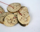 Oval buttons - wood buttons - set of 6 - with 4 holes - around 1" 2.5cm