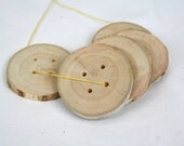 Wood buttons, large buttons, set of 6 buttons with 4 holes - 1 6/8" 4.5cm