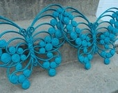 Large Peacock Blue Butterfly Set Vintage