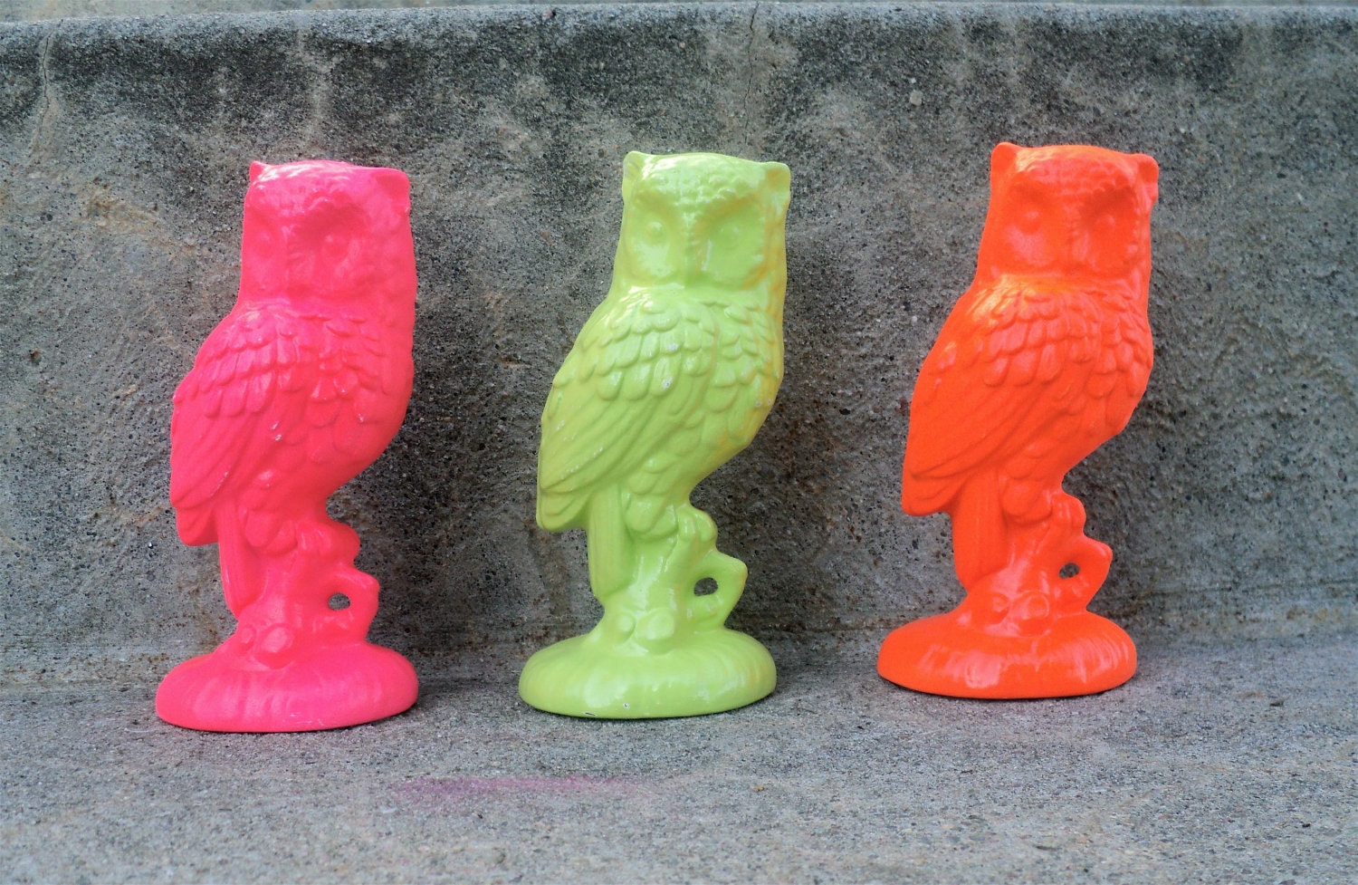 Bright Owl Trio Pink Lime and Orange
