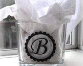 Square Glass Candle Holder . . . Monogram of Choice