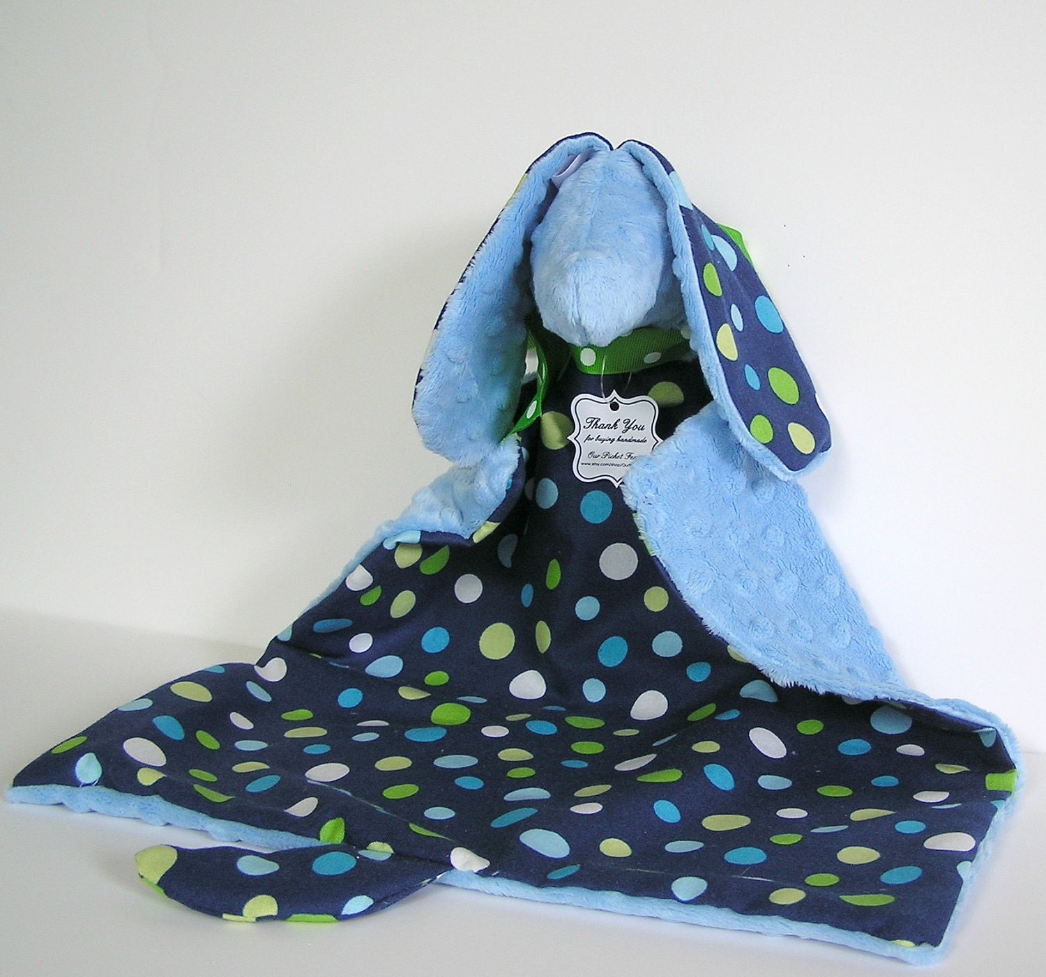 Blue Minky Baby Boy Security Blanket -  Dachshund Lovey