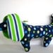 Dachshund Toy Dog with Blue and Green Polka Dots
