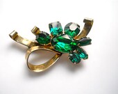Vintage  Emerald Rhinestone Pin or Brooch