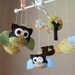 Baby Crib Mobile - Baby Mobile - Birds Owls Mobile - Baby Nursery Mobile "Little Creatures Looking Down on You"(You can pick your colors)