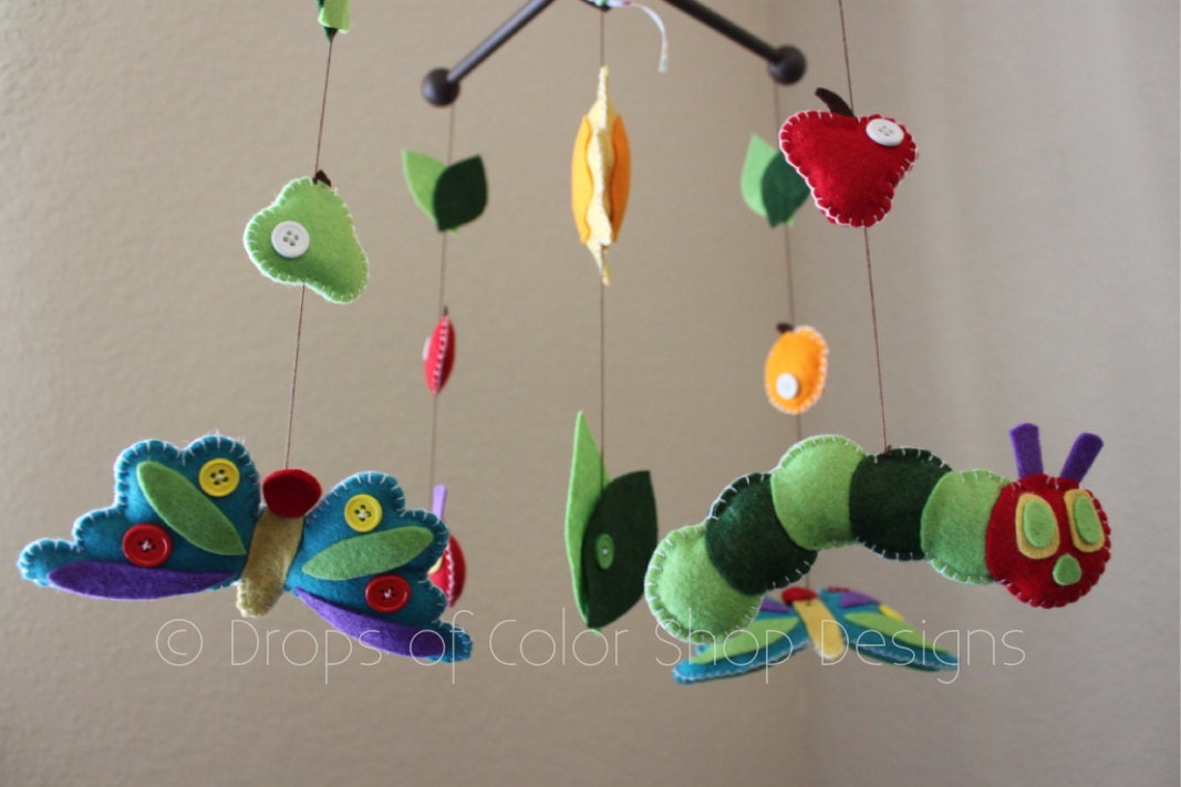 Baby Crib Mobile - Baby Mobile - Nursery Caterpillar Butterfly Mobile "Inspired by the Very Hungry Caterpillar" Mobile - Crib Mobile