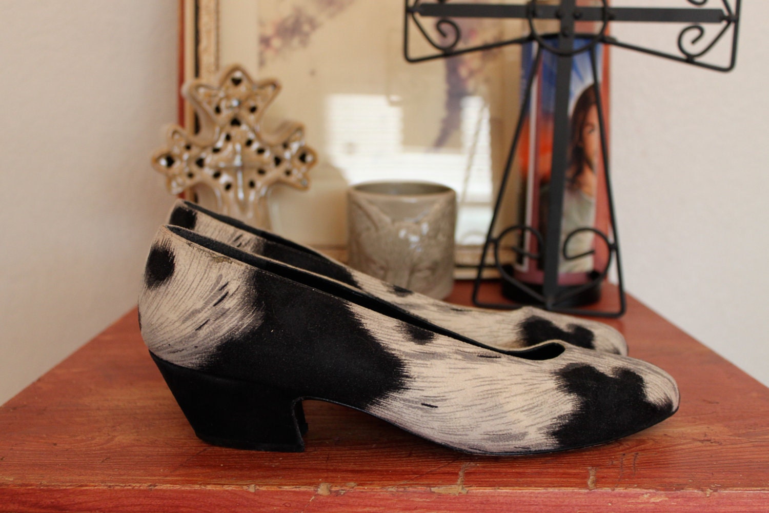 VINTAGE Faux Pony Skin STUART WEITZMAN Kitten Heel, 7