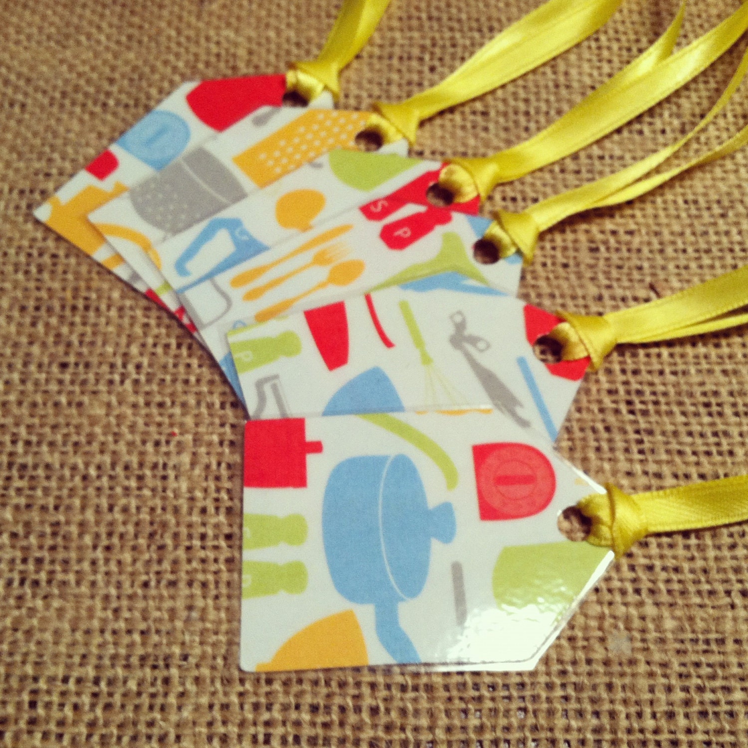 Set of 6 Laminated Mod Kitchen or Pantry Tags/Labels-Organization-Home Decor