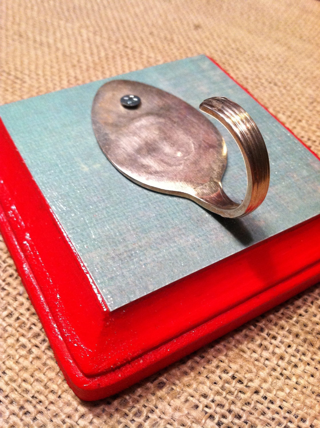 Red and Blue Vintage Spoon Hook-Kitchen, Office, Bedroom, Jewelry Holder, Key Rack