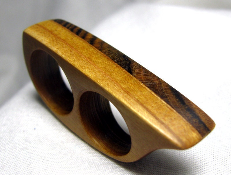 Double Finger Ring - Wood Ring with Modern Cut - Endeavours