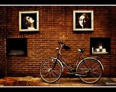 Street in Amsterdam fine art print, For bike lovers, Fine art print, Sepia Amsterdam street abstract print, street bike,  8 x 12''
