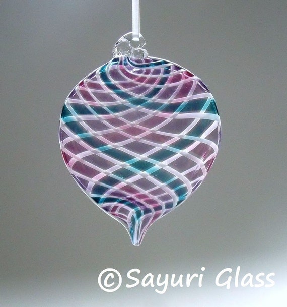Flat Tear Ornament / Suncatsher  - Purple Teal Ruby : DISASTER RELIEF