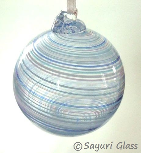 Blue Twisted Stripe Ornament - Round : DISASTER RELIEF