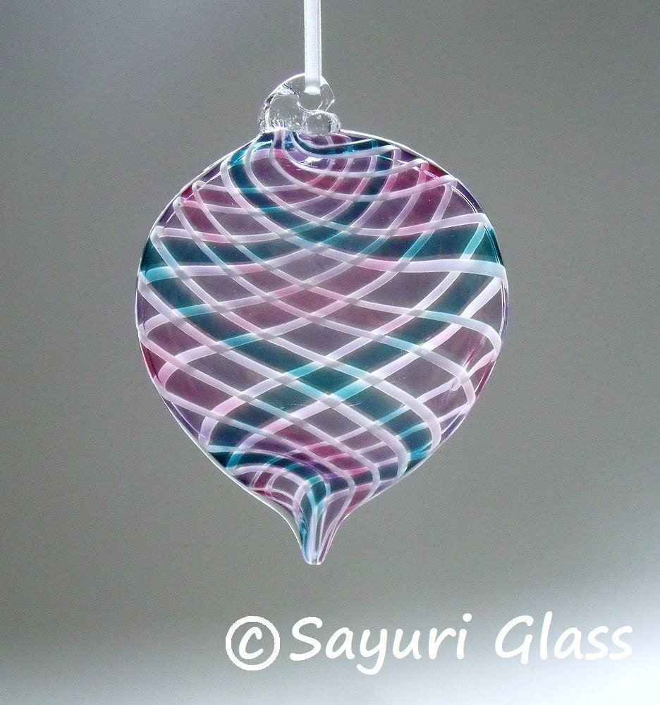 Flat Tear Ornament / Suncatsher  - Purple Teal Ruby : DISASTER RELIEF
