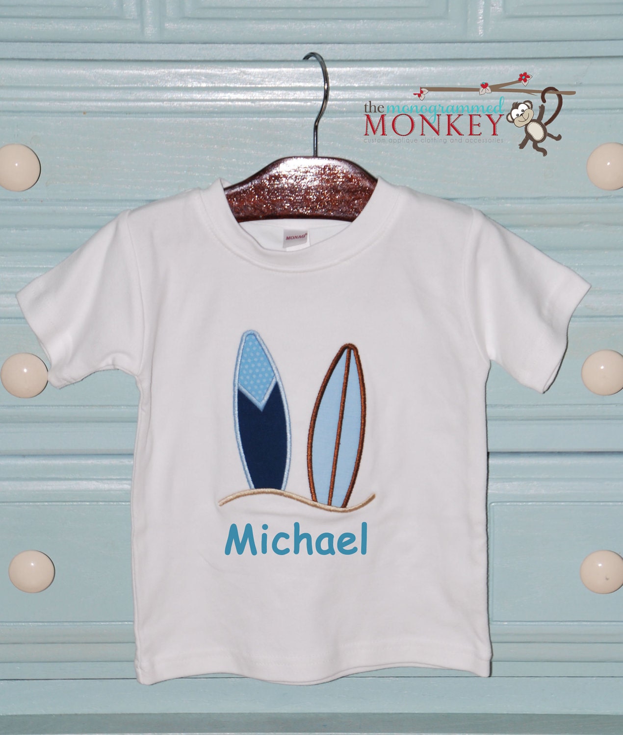 Custom boutique personalized monogrammed appliqued embroidered surf boards applique t shirt tshirt tee boys girls short sleeves