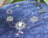 Silver and black cameo Neo-Victorian / Steampunk necklace