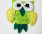 1pc - Green Sparkling Eye Owl Felt Applique - 60x50mm - made to order