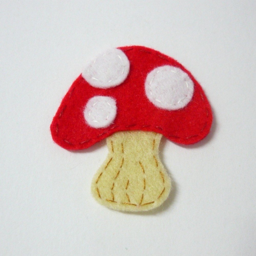 1pc -  Red Mushroom Felt Applique - 55x52mm - made to order