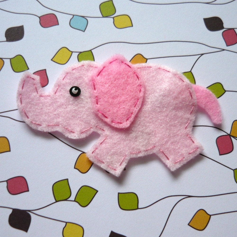 1pc - Pink Elephant Felt Applique - 74x45mm - made to order