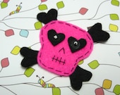 1pc - Pink Skull Felt Applique - 55x60mm - made to order
