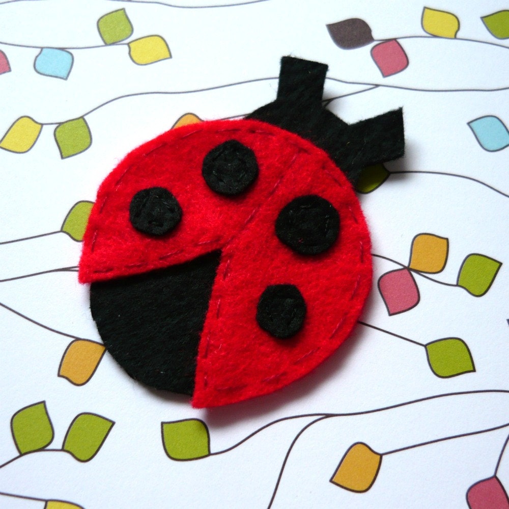 1pc - Red Lady Bug Felt Applique - 59x45mm - made to order