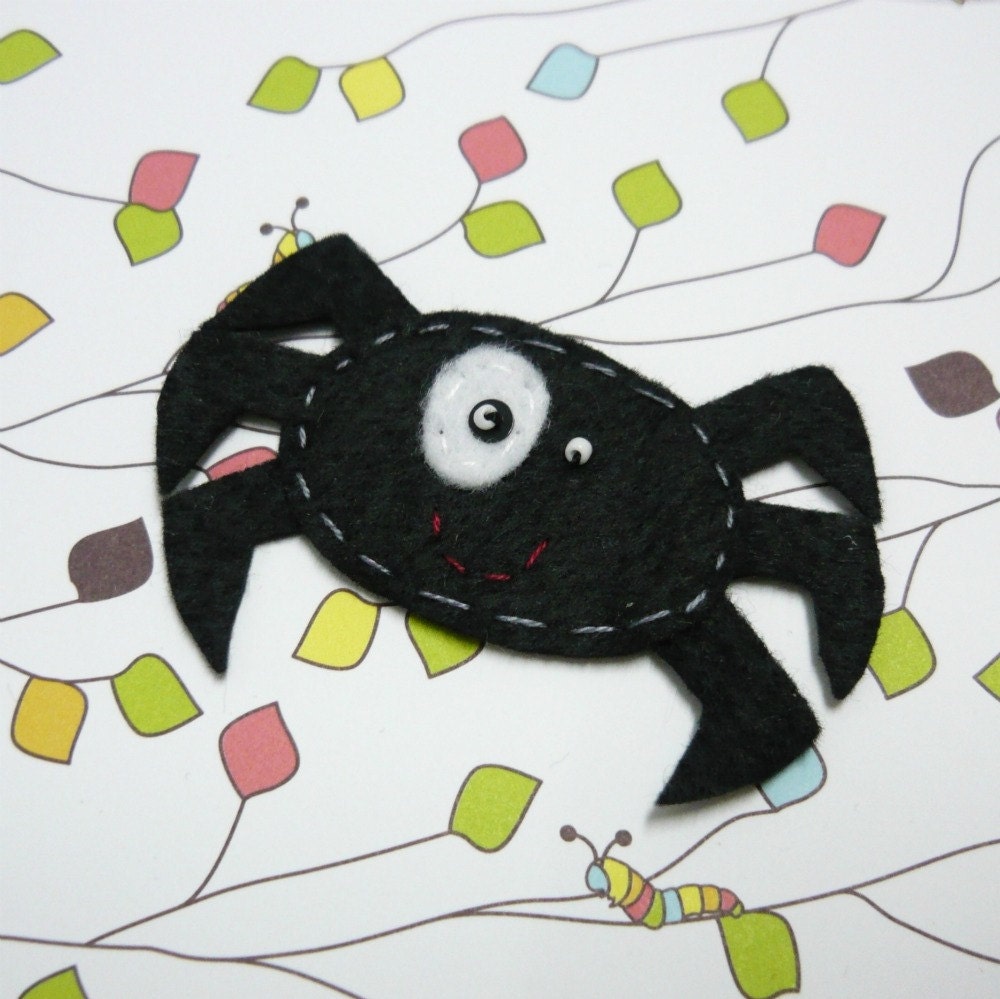 1pc - Black Spider Felt Applique -45x65mm - made to order
