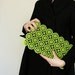 Clutch lime lace - large black, neon, vintage upcycled, large purse, hand painted accessory OOAK