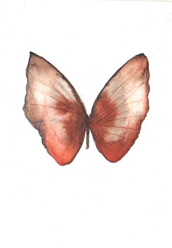 Pale brown and rust red butterfly 7" x 5"