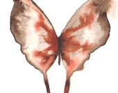Pale brown white gold and rust red butterfly 7" x 5"
