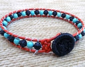 Turquoise and Black Beaded Leather Chan Luu Bracelet Free shipping