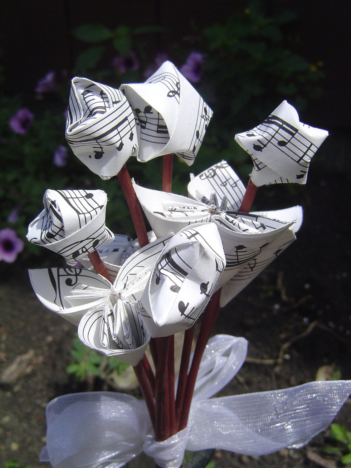 MINI Sheet Music Bouquet. Origami Paper Flowers And Stars. Great For Wedding Centerpieces, Shower Favors. Home Decor. Custom Orders Welcome.