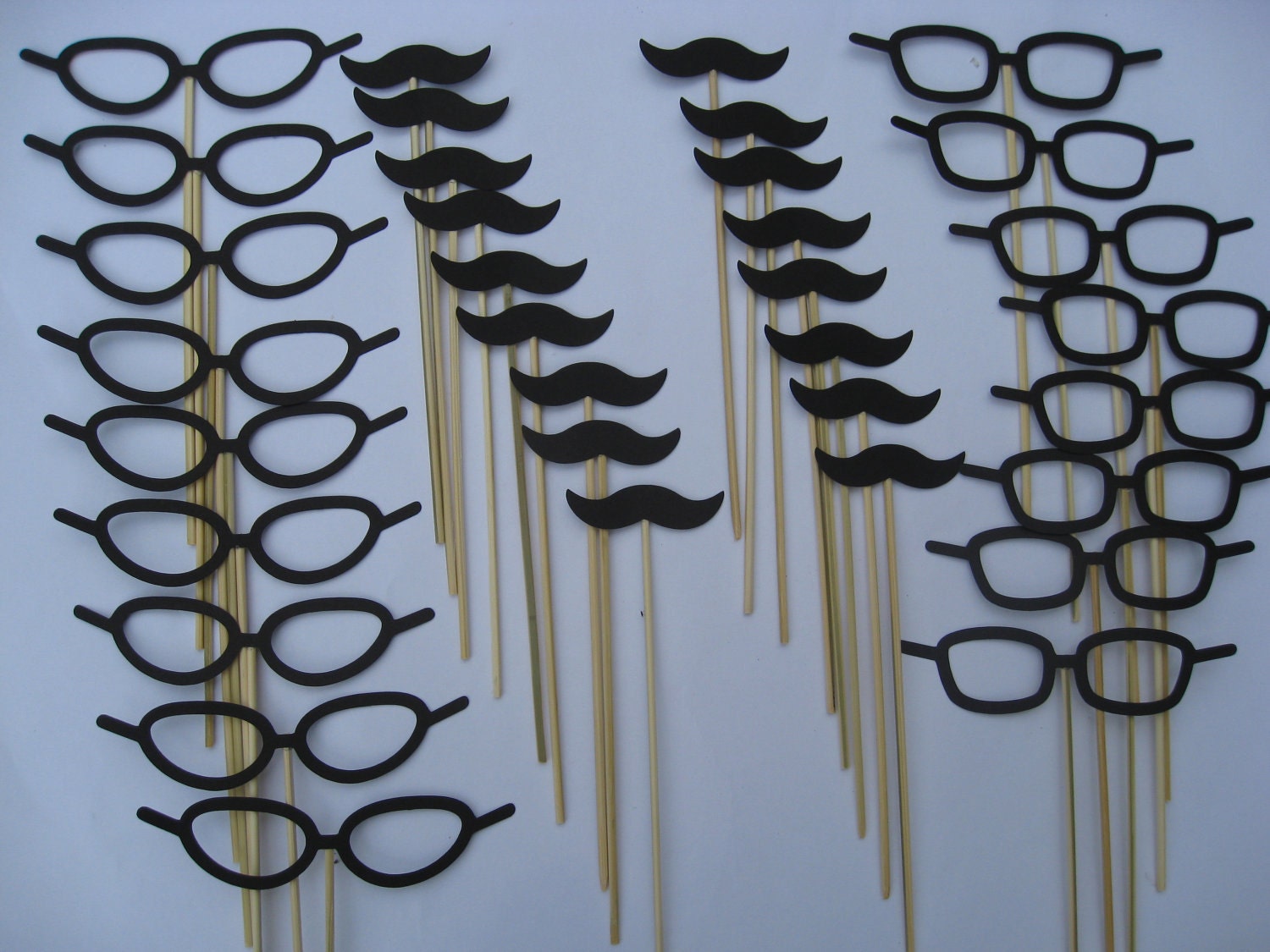 Paper Mustache & Glasses Party Favors. Photo Prop. 34 Pieces. ANY COLOR Available. Special Orders Welcome.