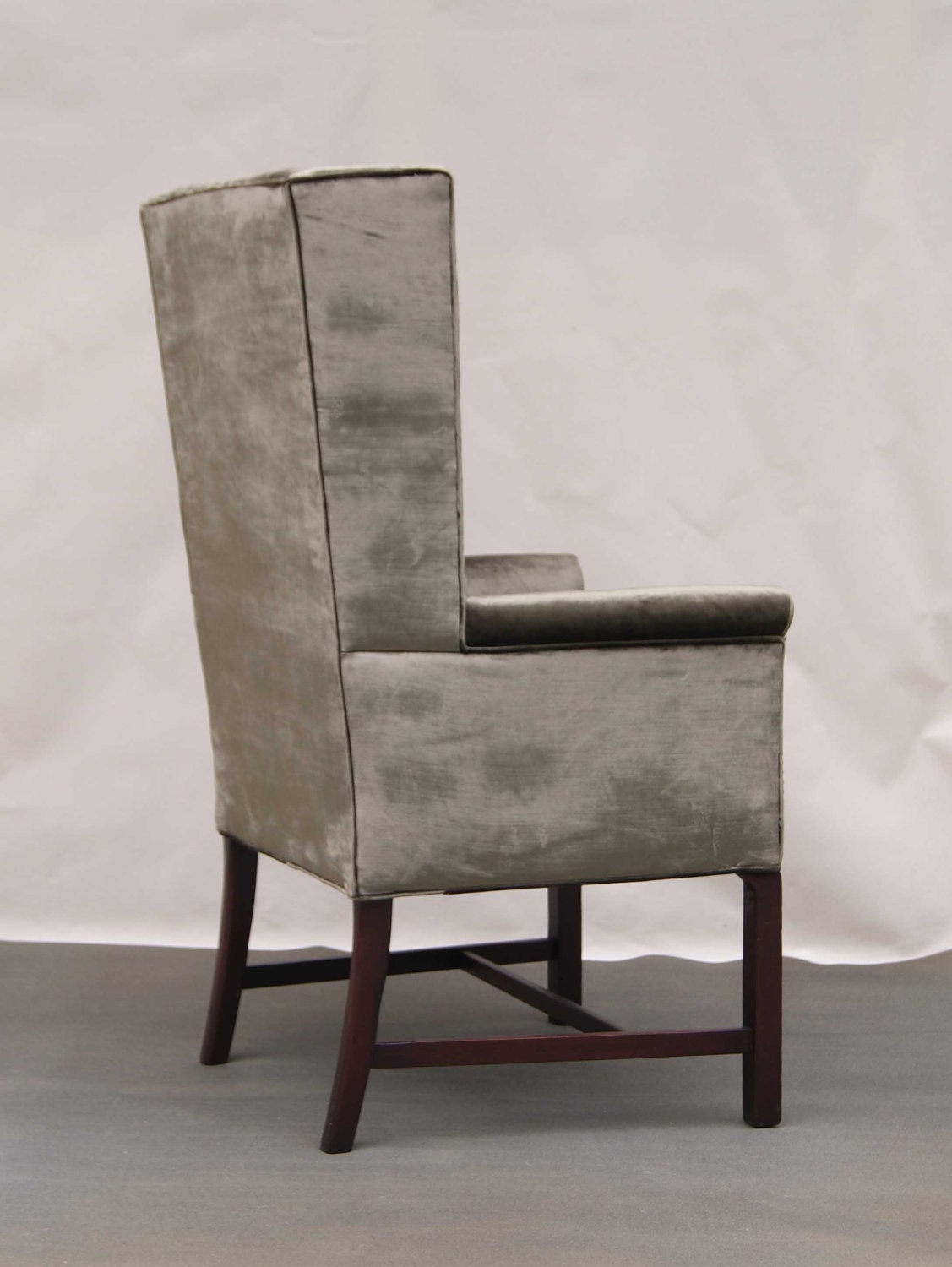 Reserved for Bubsters - Silver/Grey Velour Wingback with Nailheads