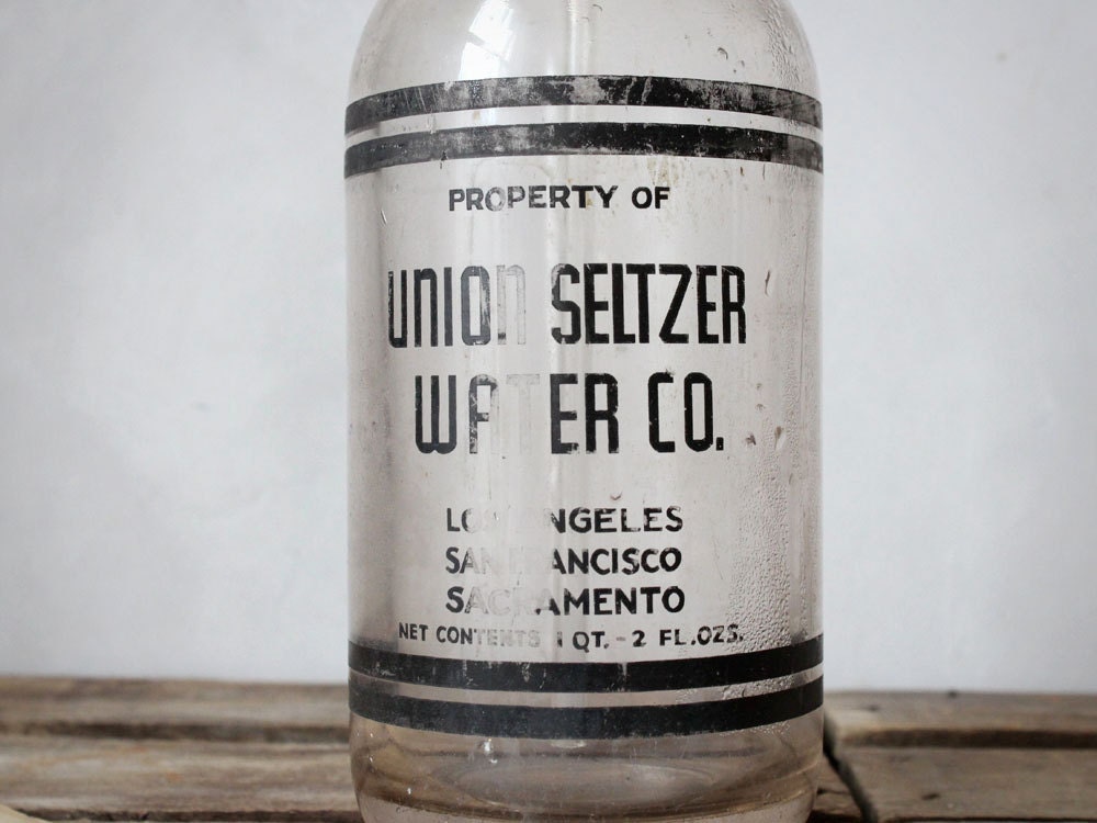 Vintage Seltzer Bottle : Property Of Union Seltzer Water Bottle Co.