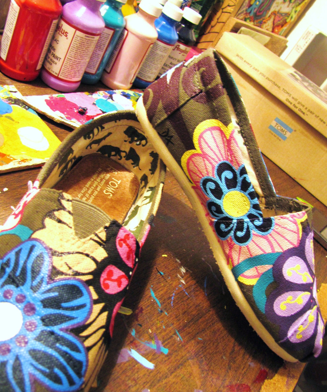 Hand Painted TOMS "Fresh From the Garden: Round III" Classic Canvas Custom Slip-Ons