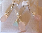 SALE Rose Quartz Chalcedony Wire Wrapped Jewelry Set