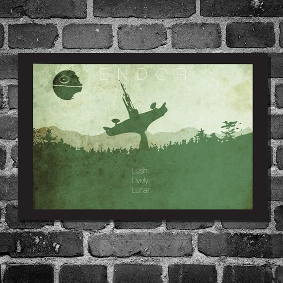 Star Wars Print Poster Movie poster star wars illustration ENDOR art Size 16x24