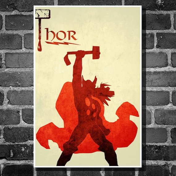 The Avengers movie poster minimalist art movie print Thor comic book art poster print 11x17 Thor