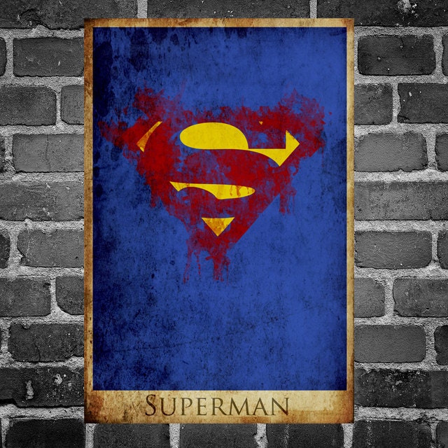 Superman retro poster minimalist poster movie print man of steel art poster print 11x17