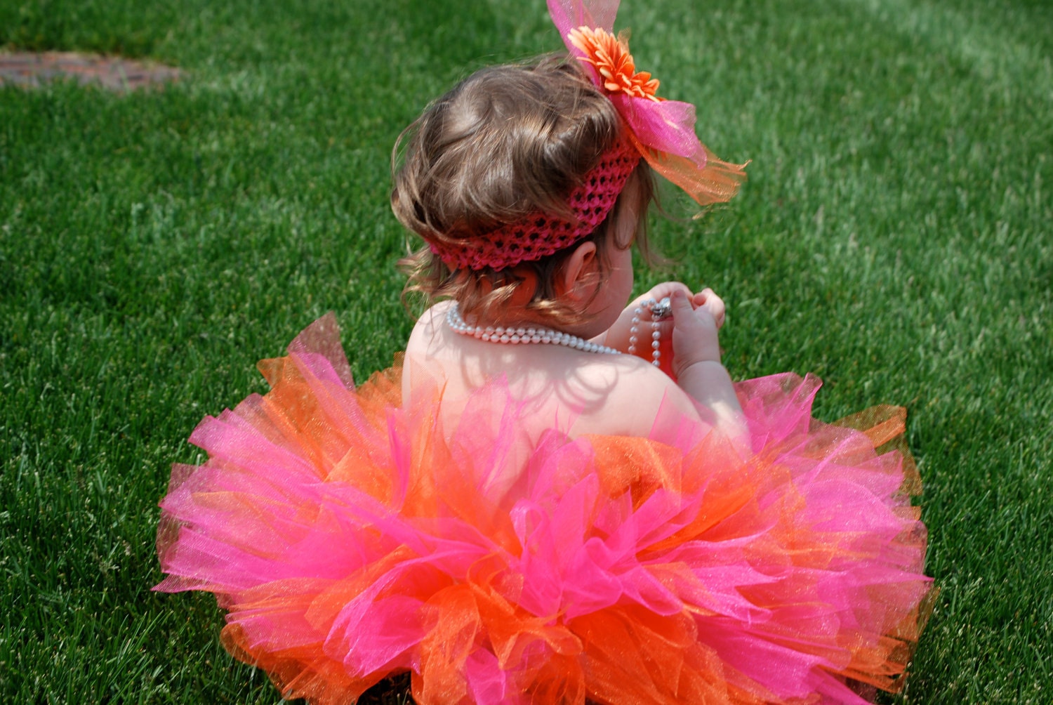tutu:  Orange and pink tutu/birthday party tutu/wedding tutu, newborn-12 months,1,2,3 & up